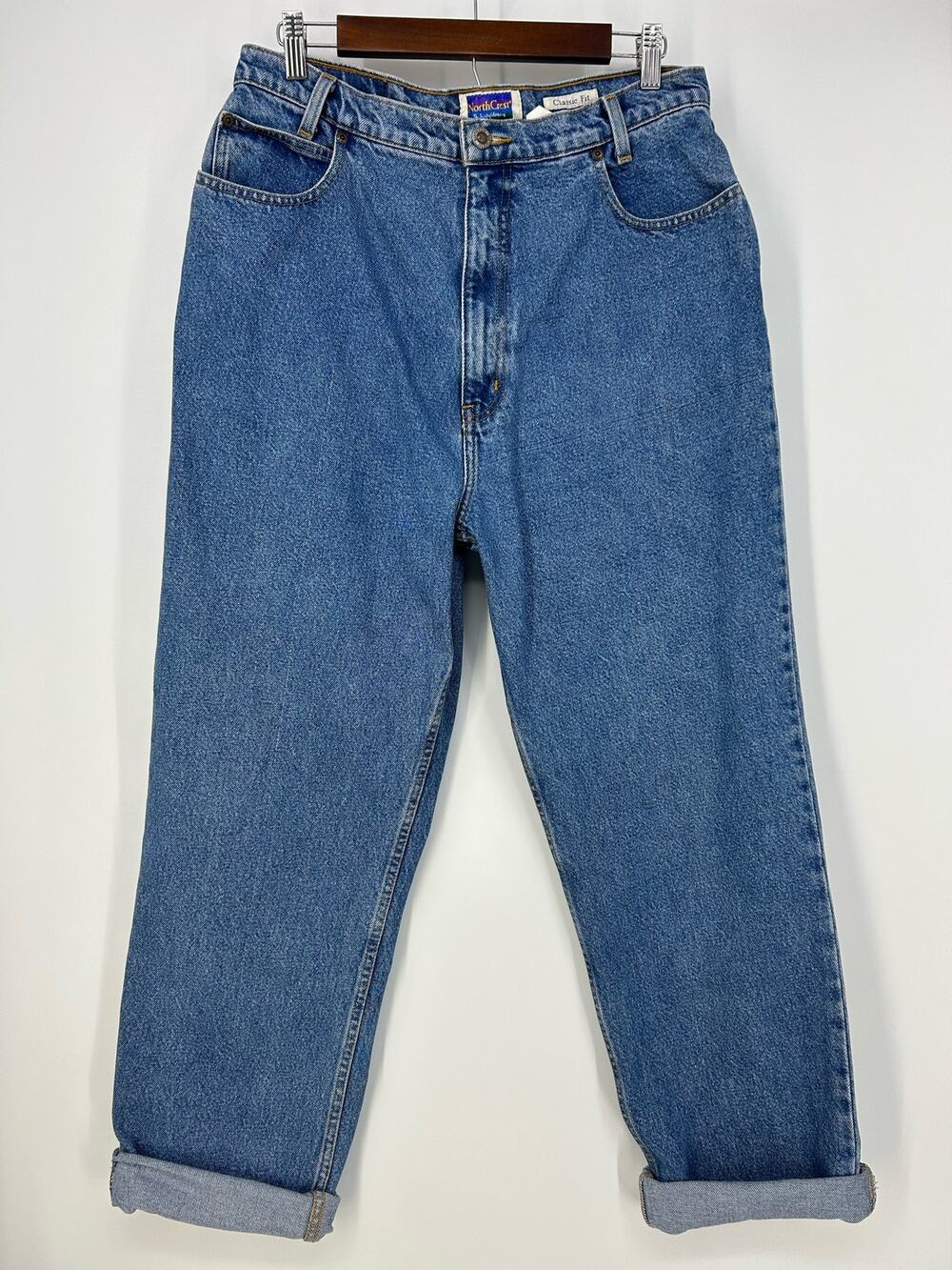 Vintage NorthCrest Womens 12 14 x 29.5 Med Wash Classic Fit Straight Leg Jeans